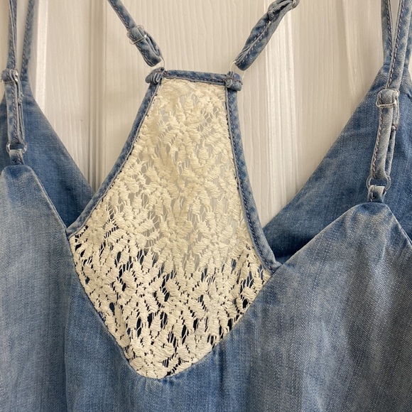 Cute denim tank with lace detail size S - Picture 3 of 3
